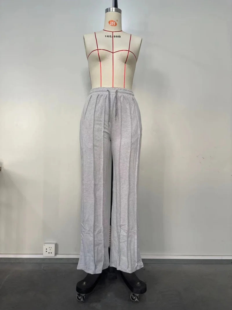 Striped Ribbon Straight Leg Jogger Pants for Women