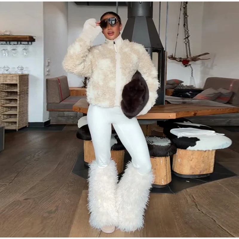 Women's Jumpsuit Loose Stand Collar Thicken Jackets Pants Sets Belt 2 Pieces Female Winter Woman Snowsuit Outfits For Outdoor