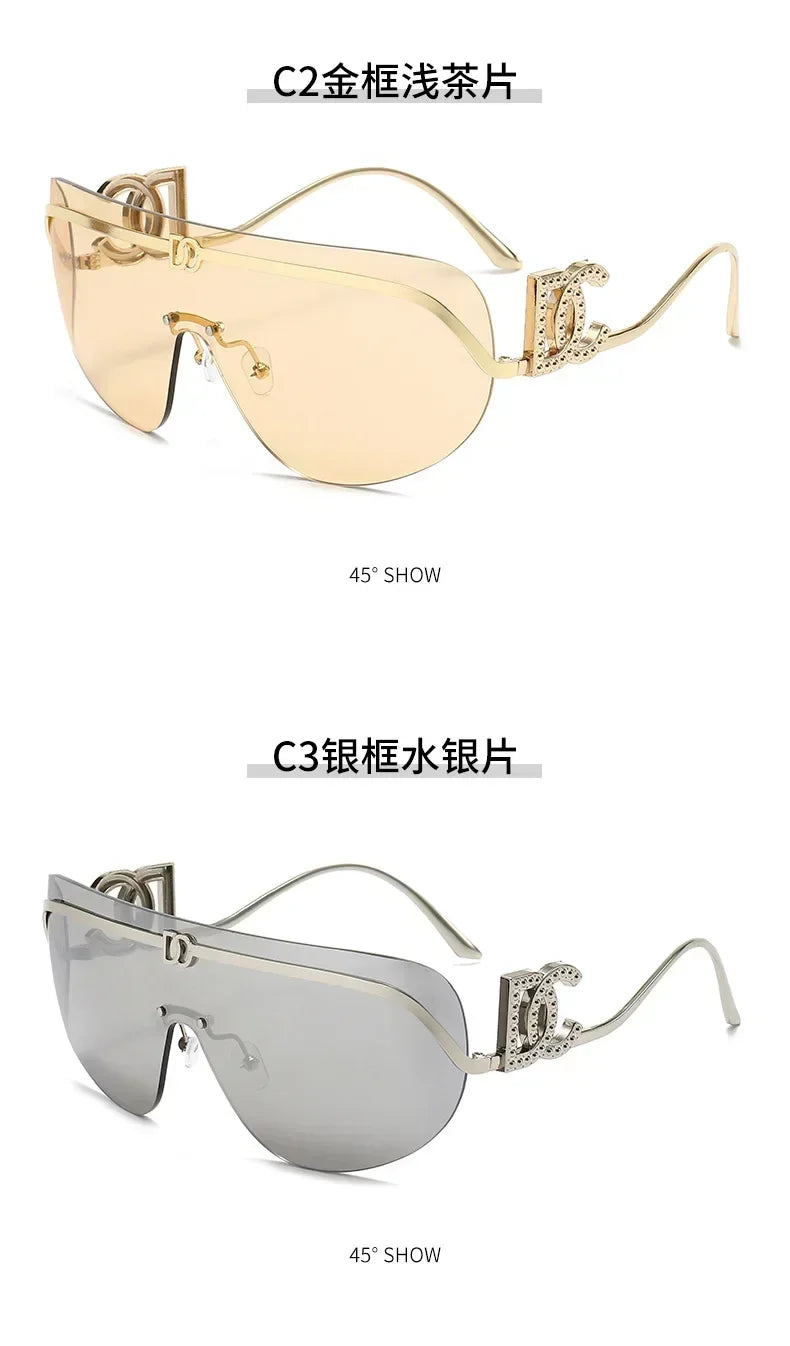 Oversized Gold Shield Sunglasses
