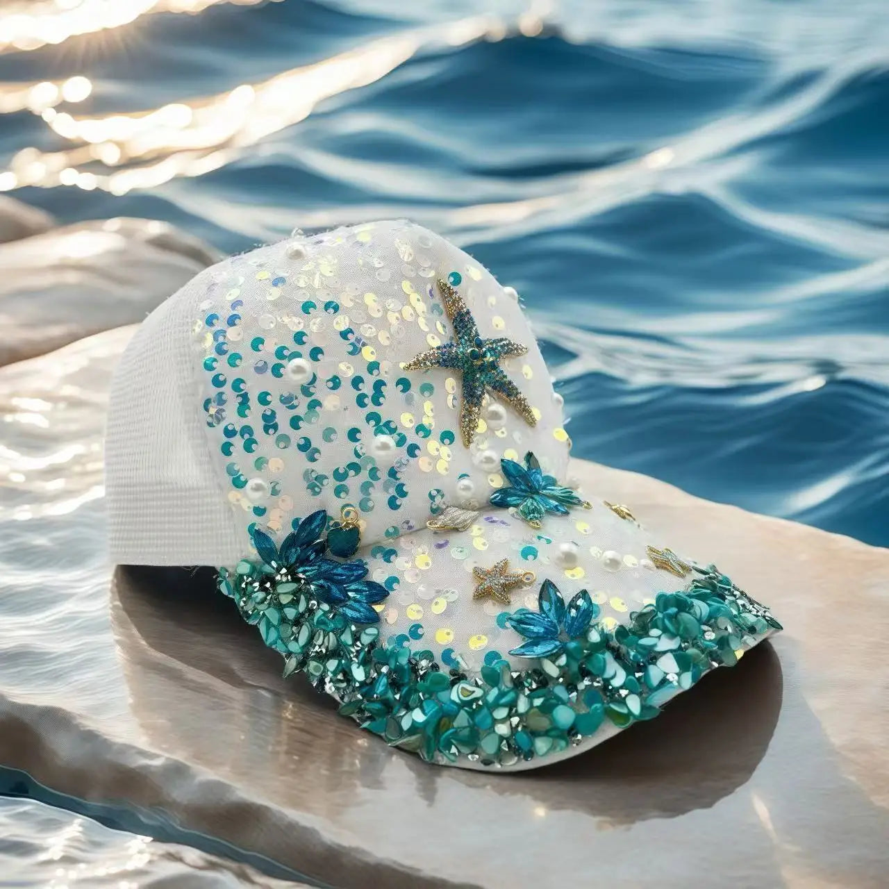 Black Luxury Steampunk Rhinestone Baseball Cap for Women