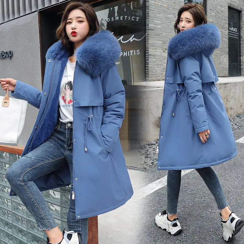2025 New Parkas Women's Long Coat Winter Jacket Overcoming Plush Cotton Jacket