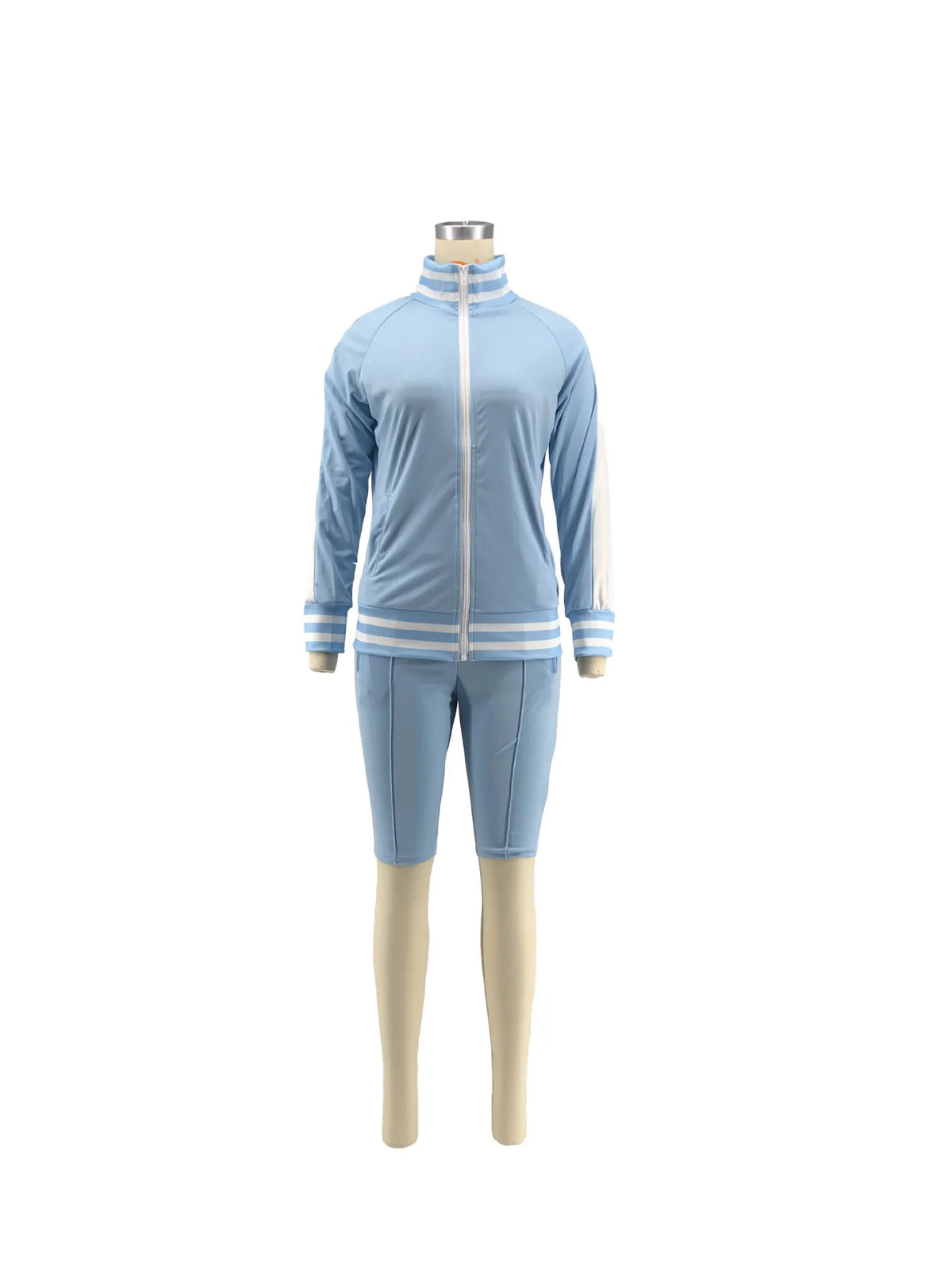 Casual Cold Shoulder Zipper Tracksuit Set for Women