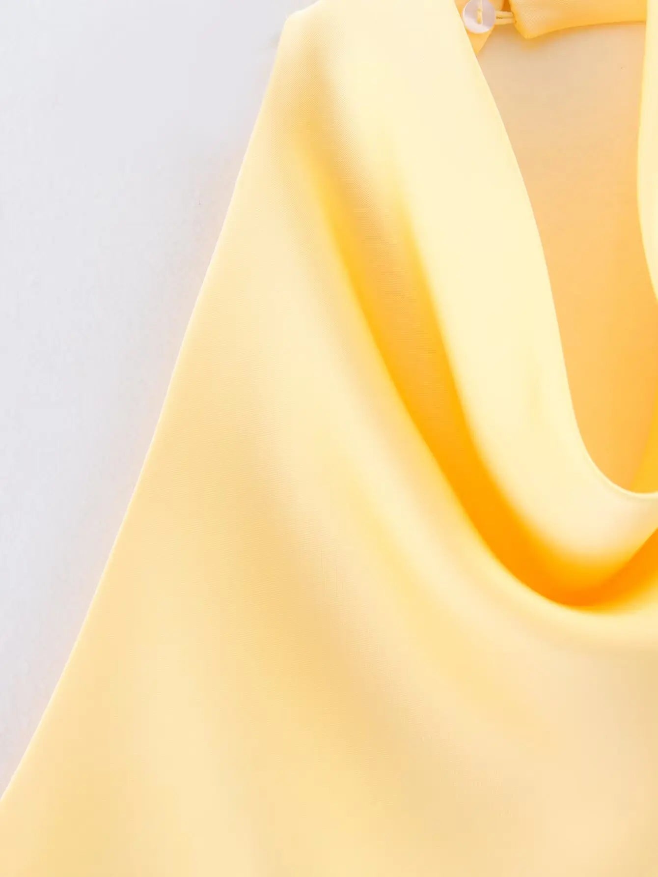 Sleek Solid Color Back Button Halter Neck Top for Women