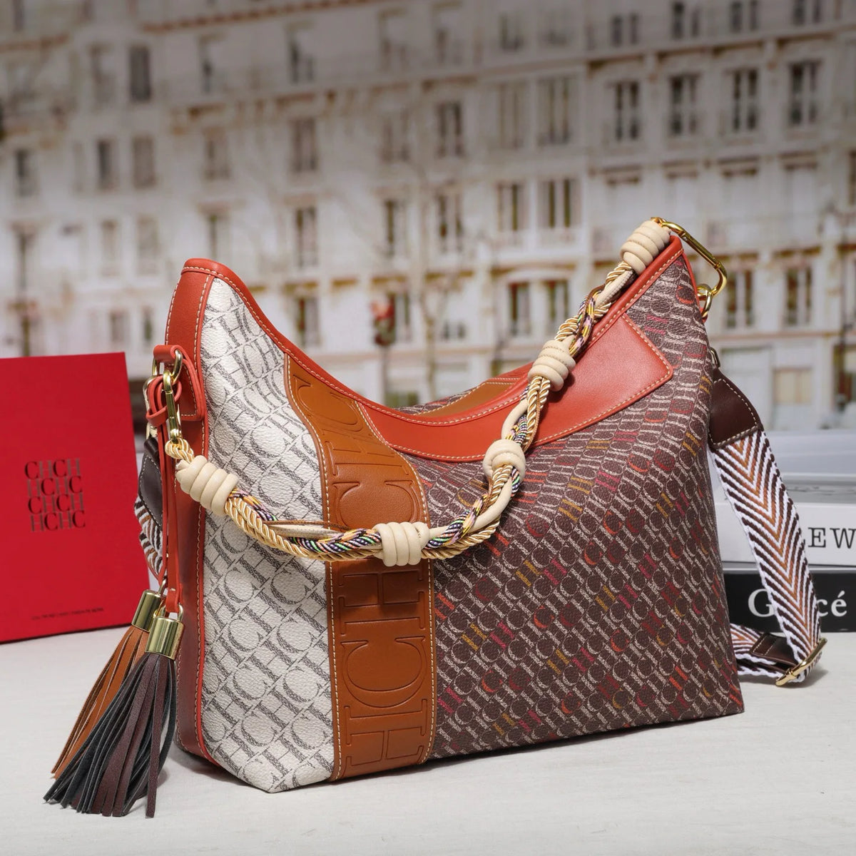 Textured Letter Print Tote And Crossbody Bag for Women