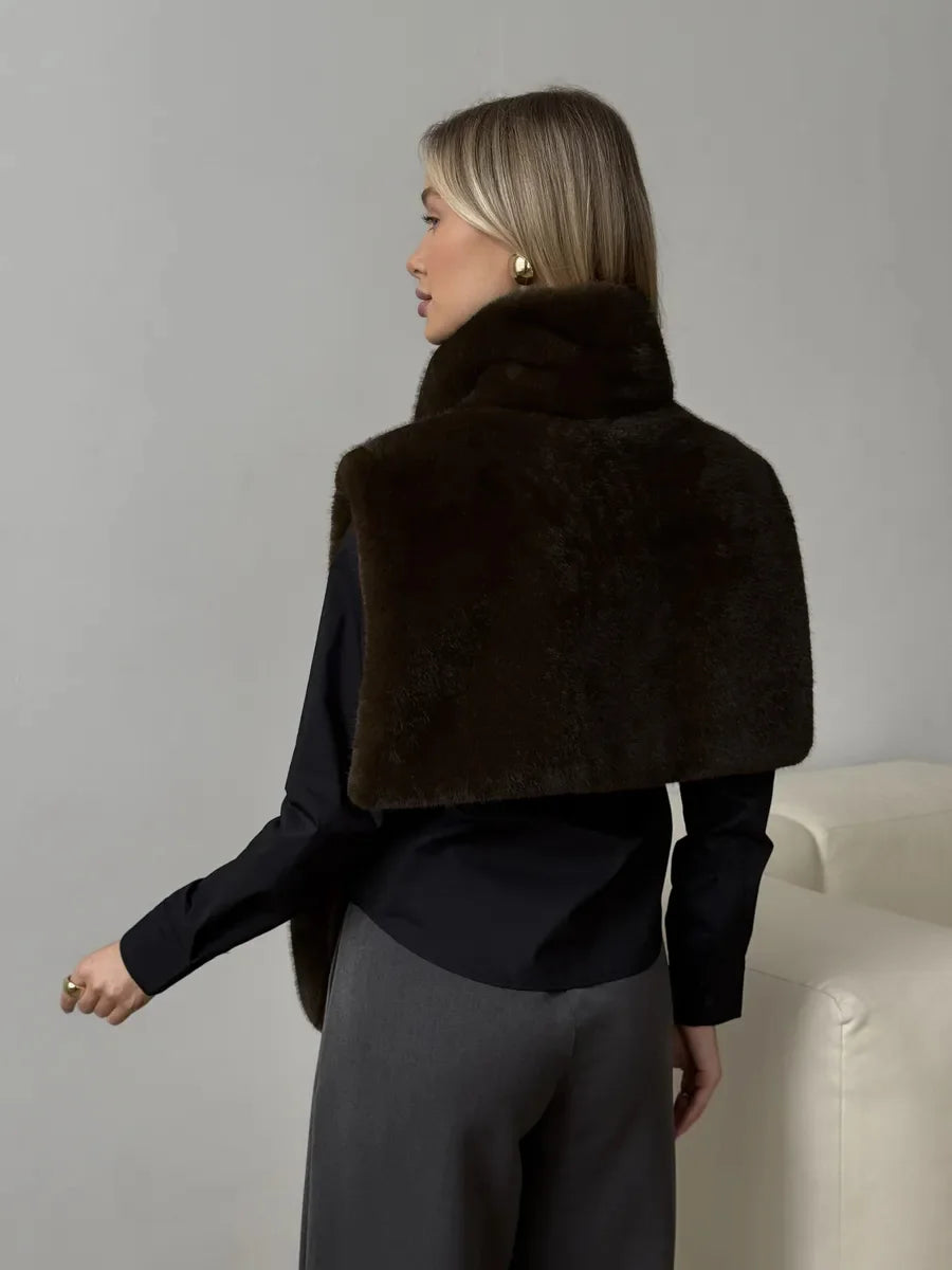 Mandarin Collar Faux Fur Vest