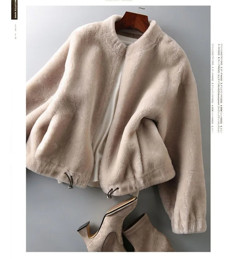 Fur Coat Integrated Stand Collar Jacket For Women 2023 New Autumn Winter Clothing Imitation Rabbit Mink Plush Loose Short Coat
