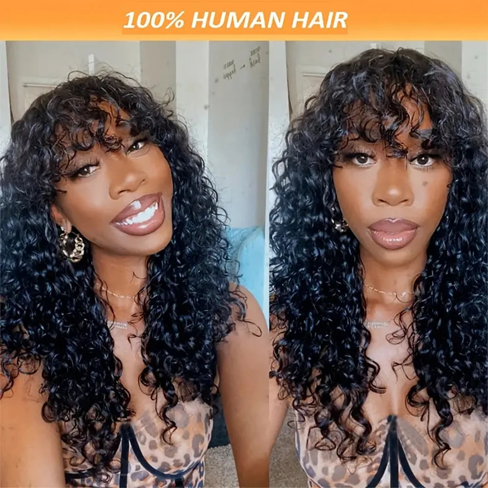 Short Curly Human Hair Wigs Water Wave Pixie Cut Brazilian Hair Bob Style Machine Made Pre Plucked Ready to Wear for Black Women