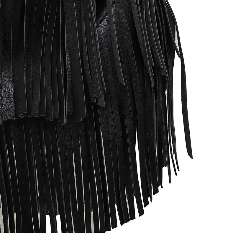 Long Tassel Lux PU Soft Leather Shoulder Bag for Women