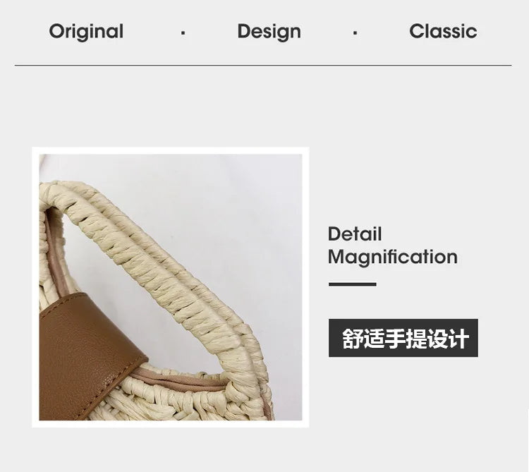 Trendy Handwoven Wicker Straw Shoulder Bag for Women