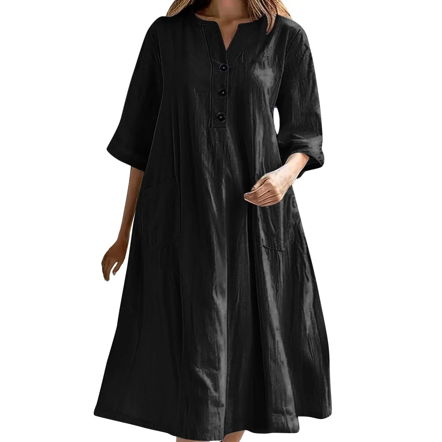 Elegant Casual Short Sleeve Solid Midi Dress for Women