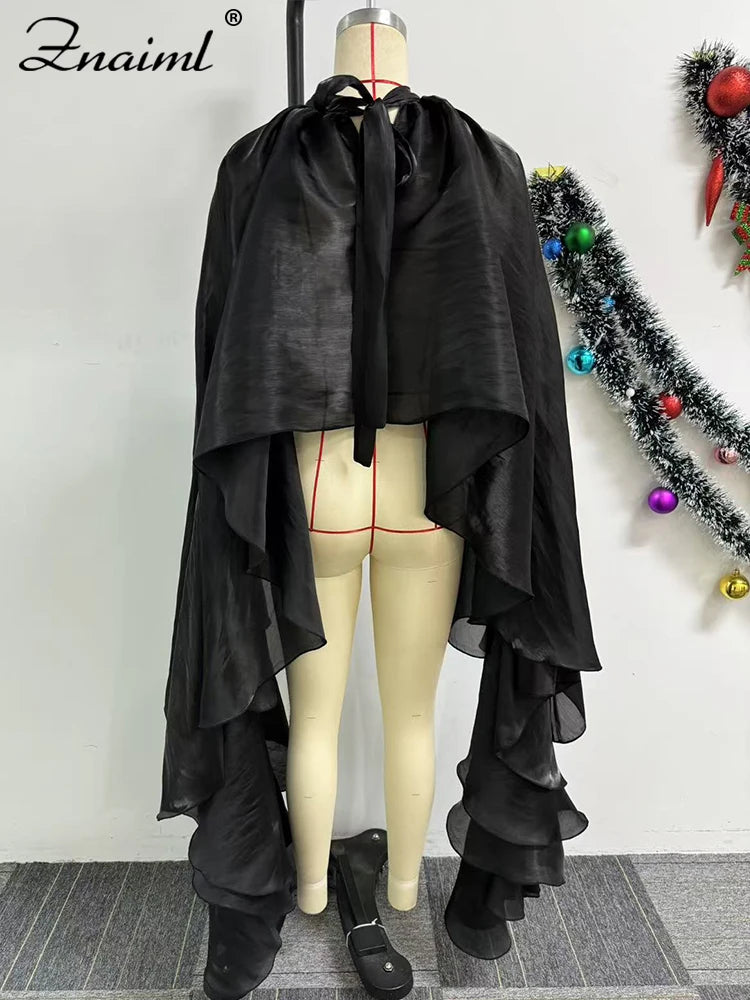 Znaiml Elegant Batwing Sleeve O-Neck Cloak Tops Women Spring Summer Dashiki Ladies Dubai Muslim Kaftan African Female Clothing