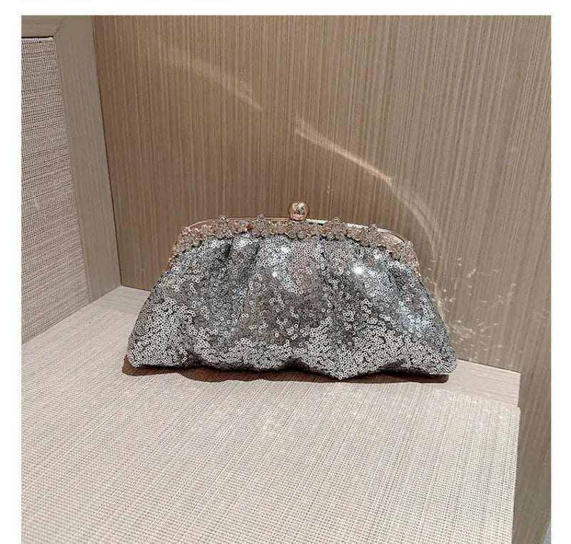 Dark Blue Clutch Bag Women Bling Sequin Purses and Handbag Diamonds Women's Wallet Chain Shoulder Female Party Clutch Z246