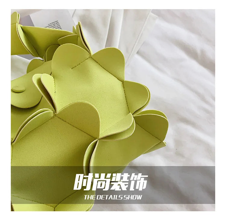 Korean Style 3D Flower PU Leather Shoulder Bag for Women