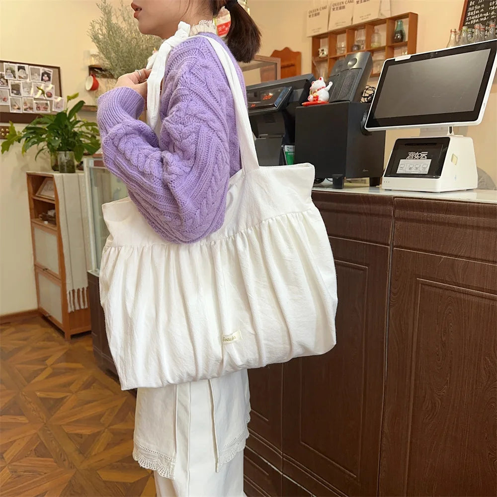 Casual Large Capacity Belted Canvas Tote Bag for Women