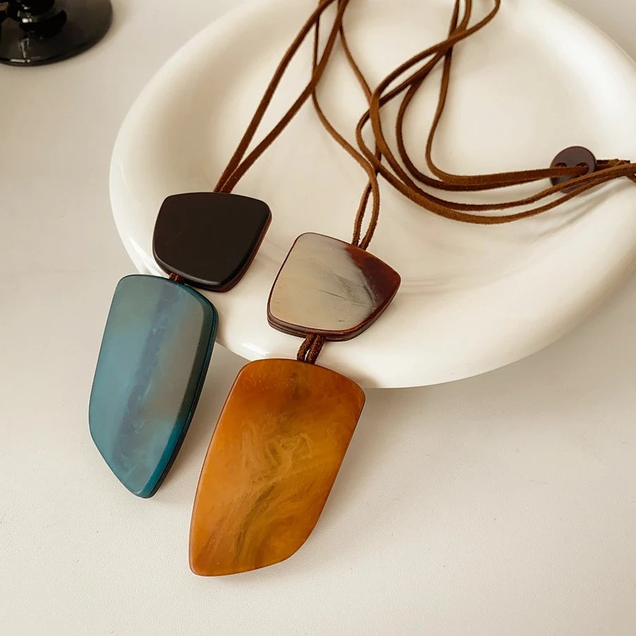 Geometric Acrylic Pendant Necklace