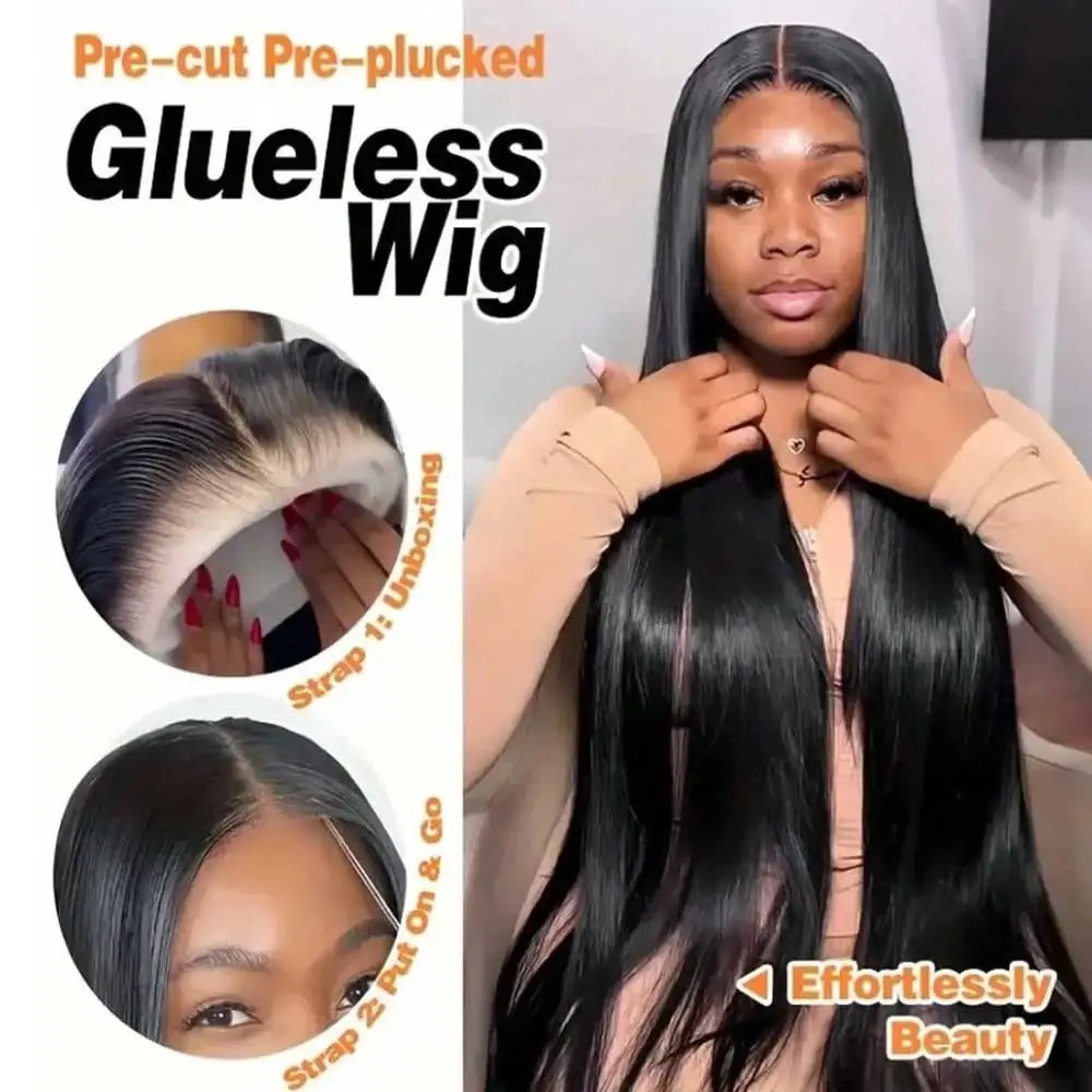 Long Straight Human Hair Lace Front Wig