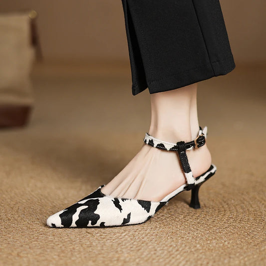 Open Toe Leather Horsehair Sandals