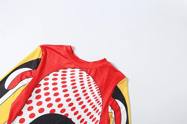 Sporty Polka Dot Patchwork Two Piece Set for Women