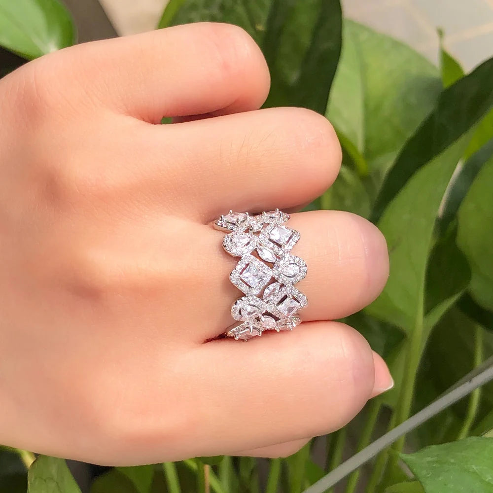 Adjustable Cubic Zirconia Cuff Ring