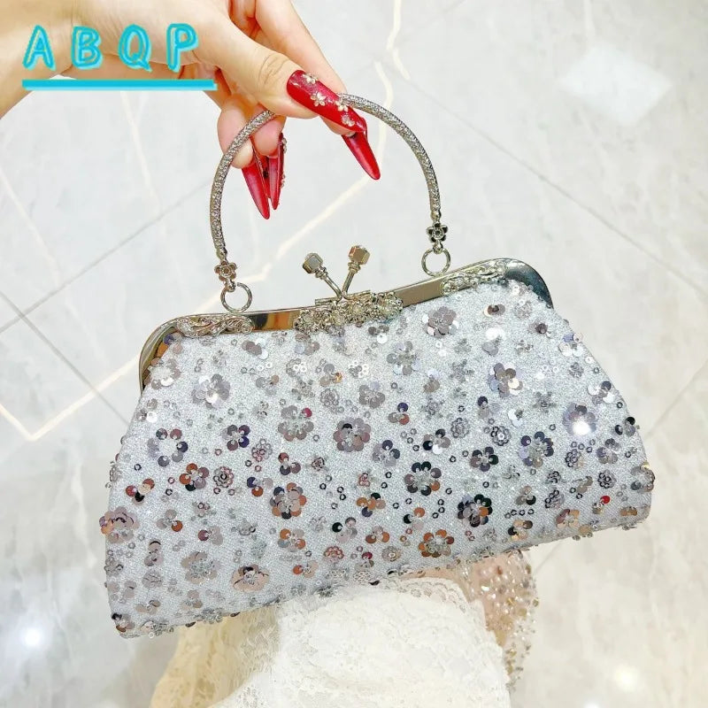 New Dinner Handbag Sequined Diamond Dinner Party Women's Handbag Luxury Brand Fashion Trend Women's Shoulder Crossbody Bag
