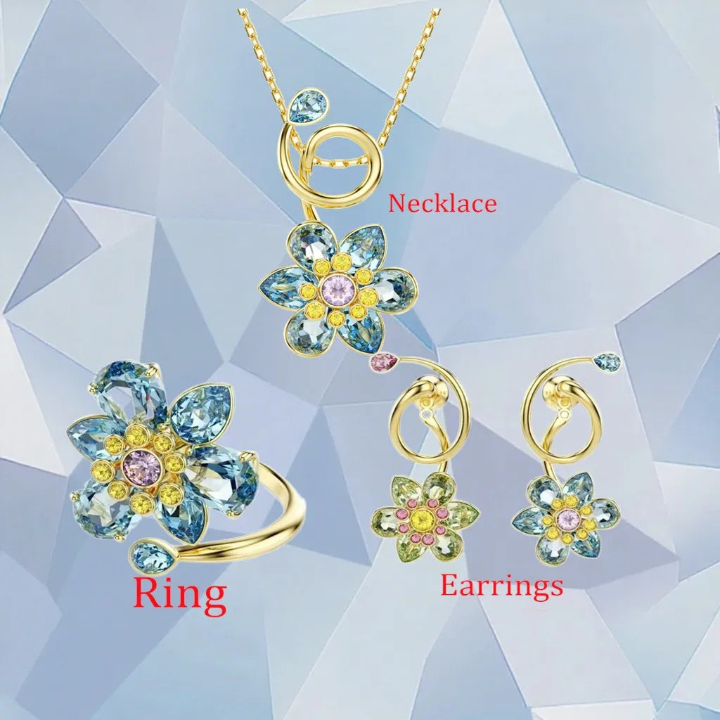 Gold Plated Zirconia Crystal Pendant Set for Women