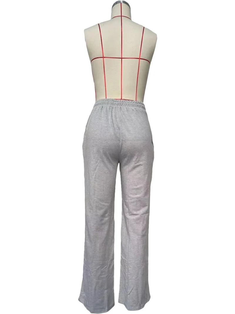 Striped Ribbon Straight Leg Jogger Pants for Women