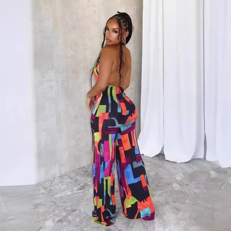 Halter Backless Wide Leg Jumpsuit