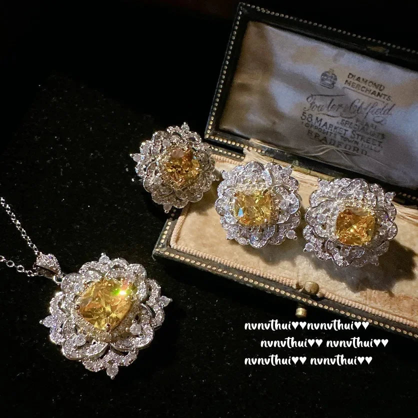 Elegant Princess Cut Zircon Wedding Jewelry Set for Women