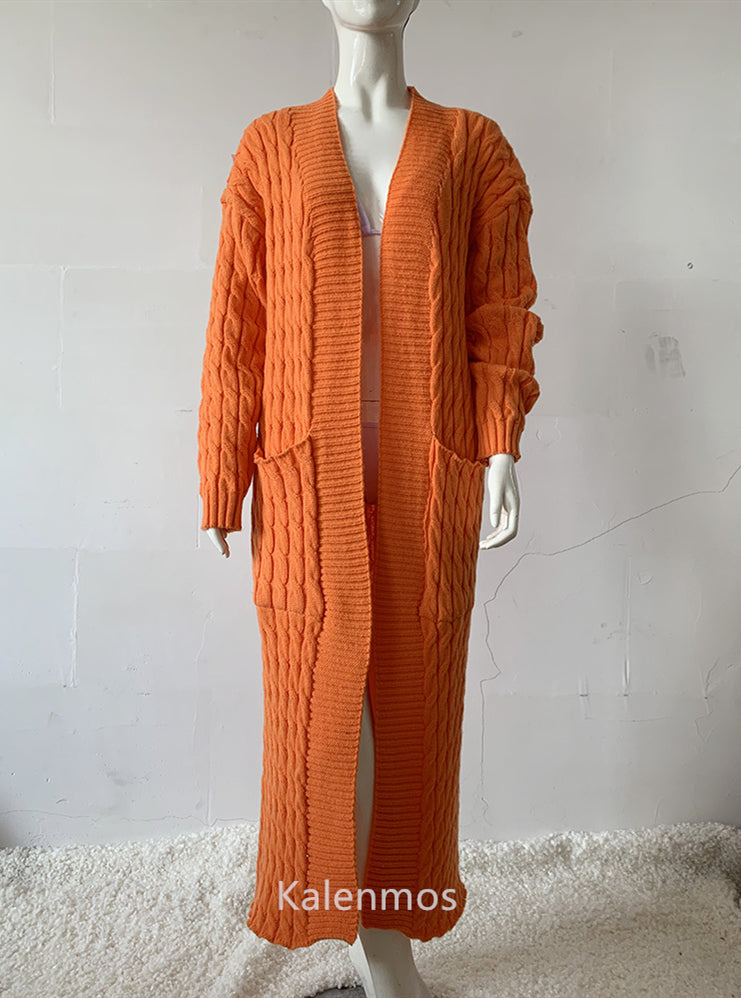 Long Sleeve Crochet Knit Cardigan Sweater for Women