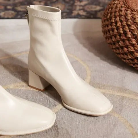 Square Toe Block Heel Ankle Boots