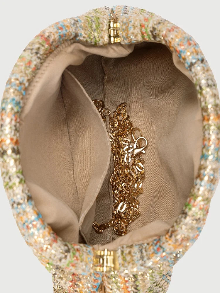 Ruched Glitter Rhinestones Clutch Bag