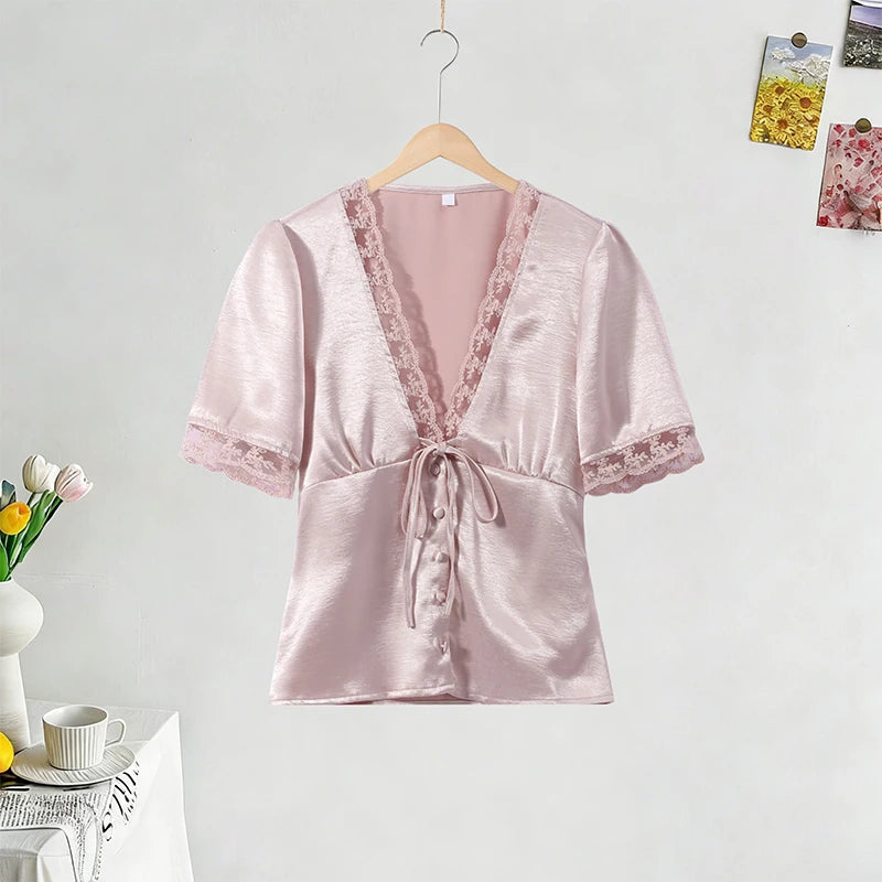 Lapel Jacket and Ruffle Hem Shorts Two-Piece Set for Women