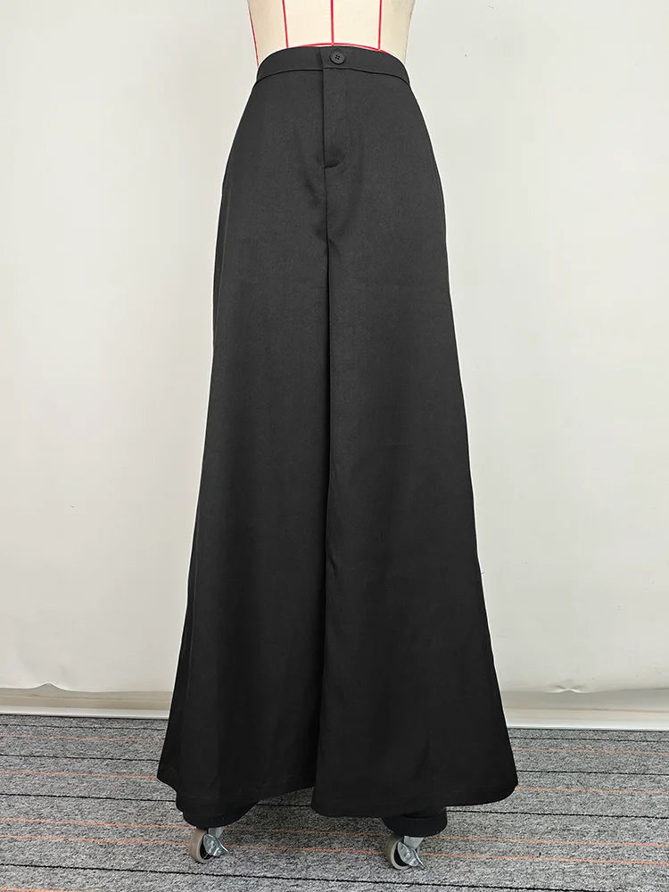 Beautyblue Women Loose Trousers Black Wide Leg Pants 2025 Fashion Spring Pocket Solid Color Casual Floor Mopping Bottoms Female