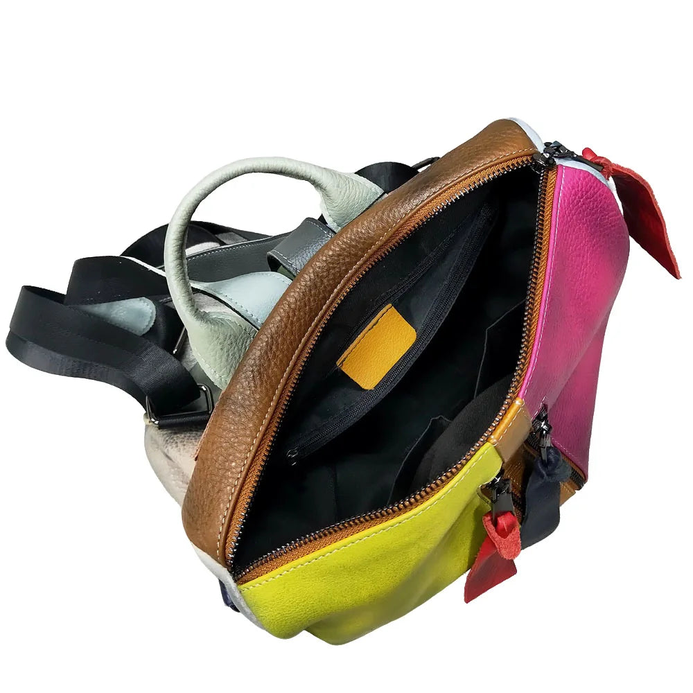 ABQP New Women's Backpack Luxury Brand Genuine Leather Handmade Color Women's Backpack Large Capacity Travel Leisure Backpack
