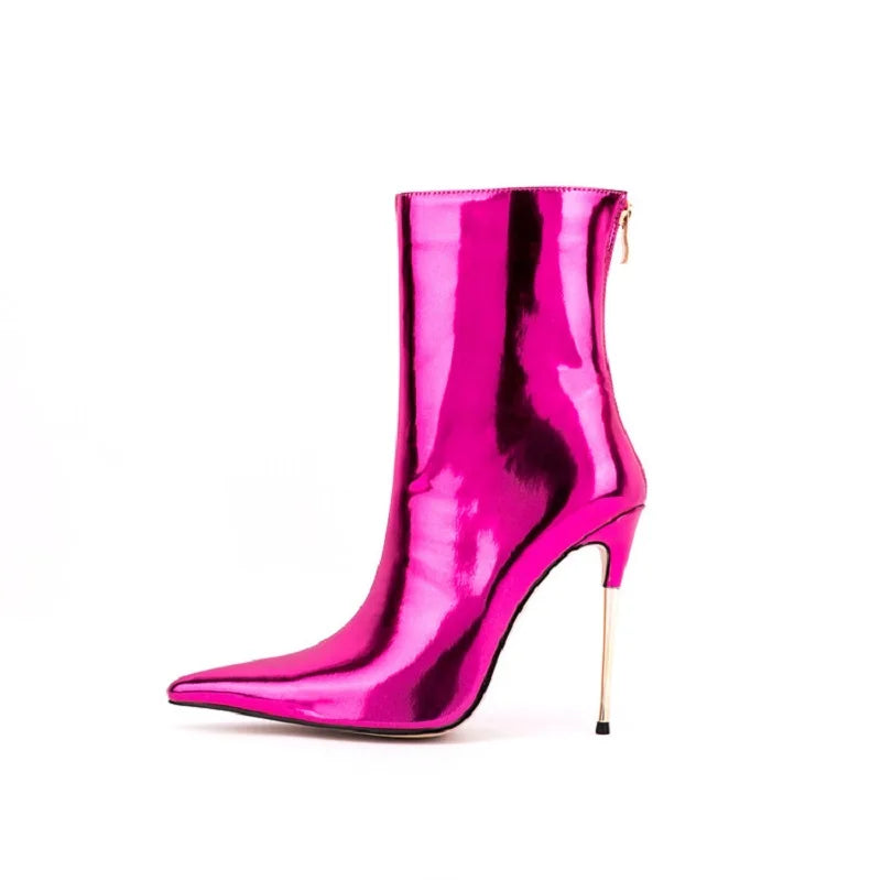 Glam Shiny Back Zipper Over The Knee Boots for Women