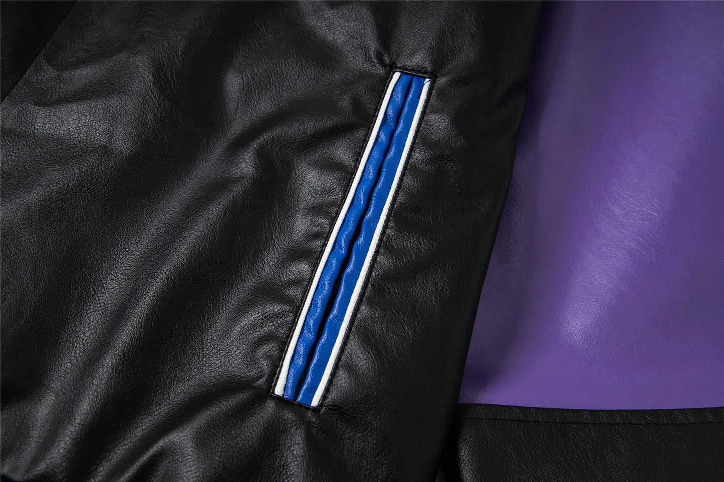 Trendy Cartoon Embroidery Color-Block Stand Collar Jacket Coat for Men and Women Autumn Winter Loose Casual Leather Jacket Coat