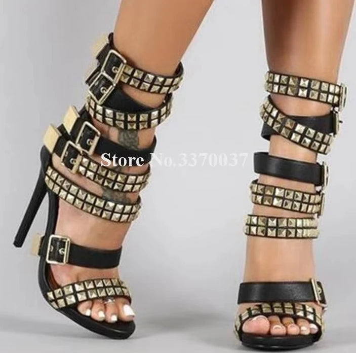 Open Toe Thin Heel Gladiator Sandals