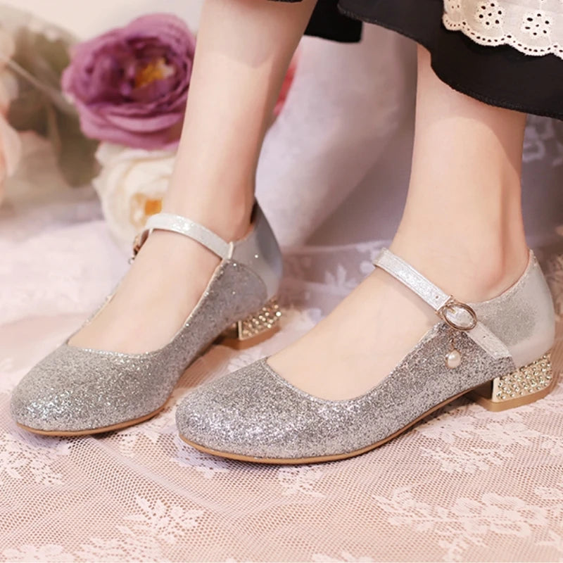 Sequined Square Toe Mary Jane Pumps