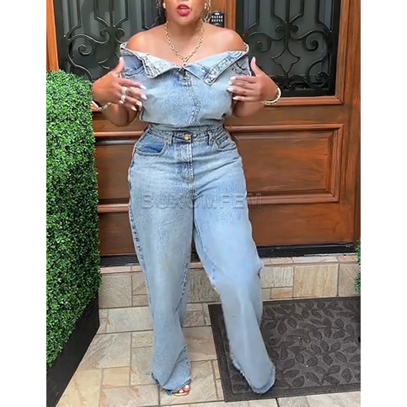 Women's Stylish Demin Jumpsuits Unique Push Up Trousers Fashion Denim Pants with Hip Wrap Women's Daily Clothing 2025 Streetwear