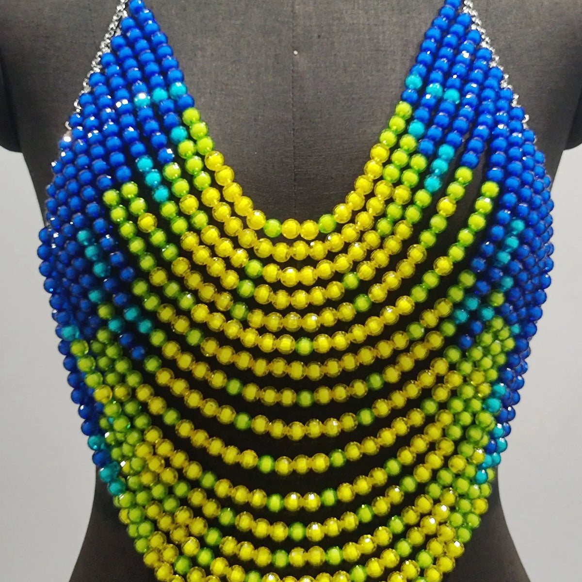 Multicolor Crystal Beaded Fringe Halter Top For Women