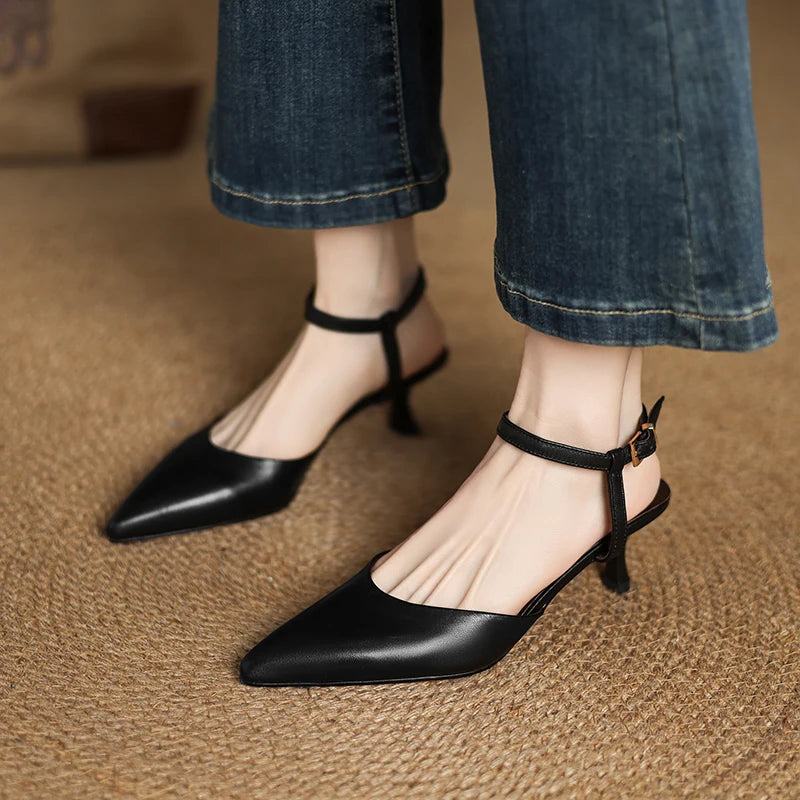 Genuine Leather Horsehair Detail Sandals for Women