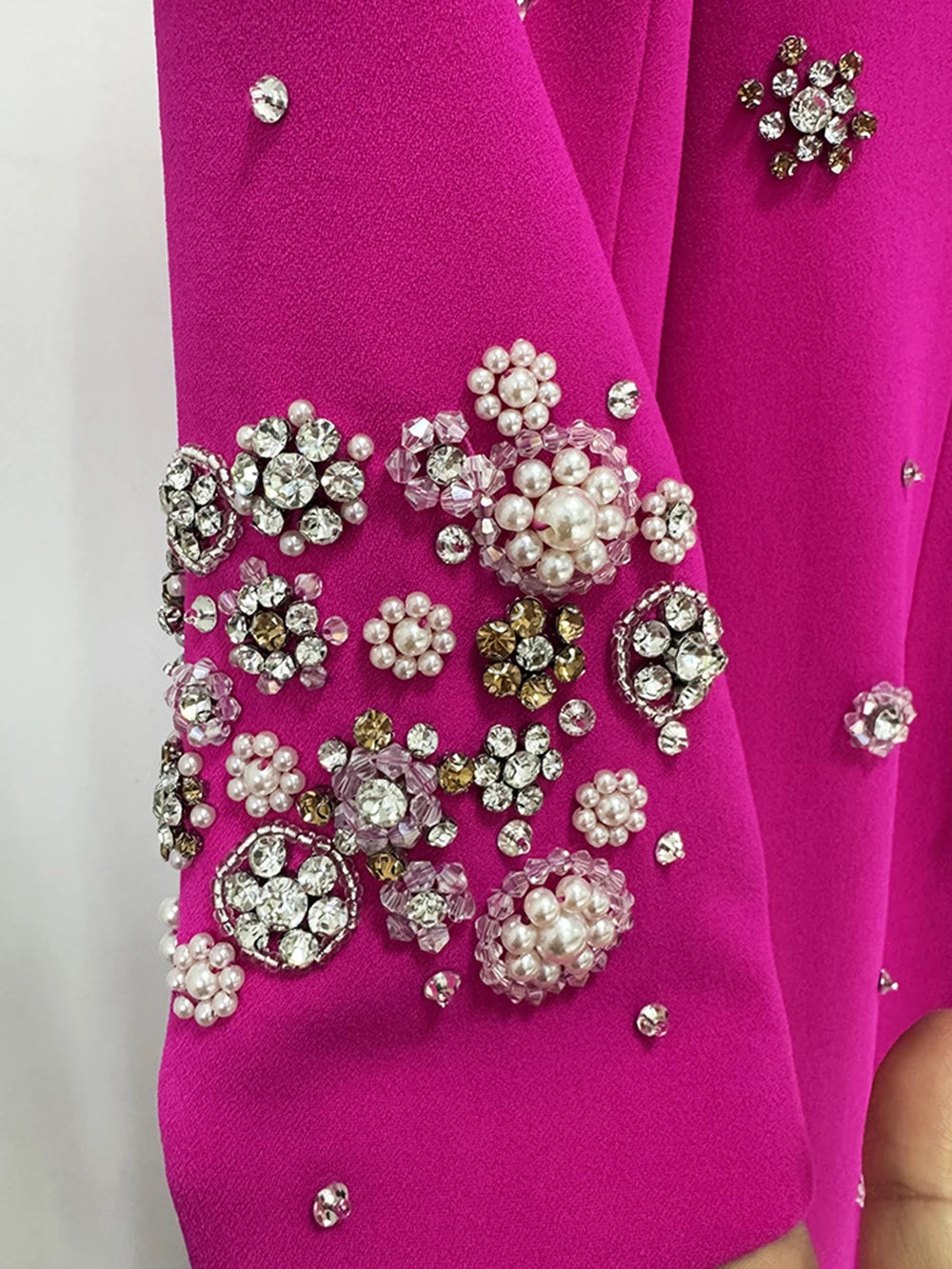 Modphy High-Quality Shiny Diamond Bead Slim Formal Maxi Dress Women'S Long Sleeved O-Neck Elegant Celebrity Evening Runway Gowns