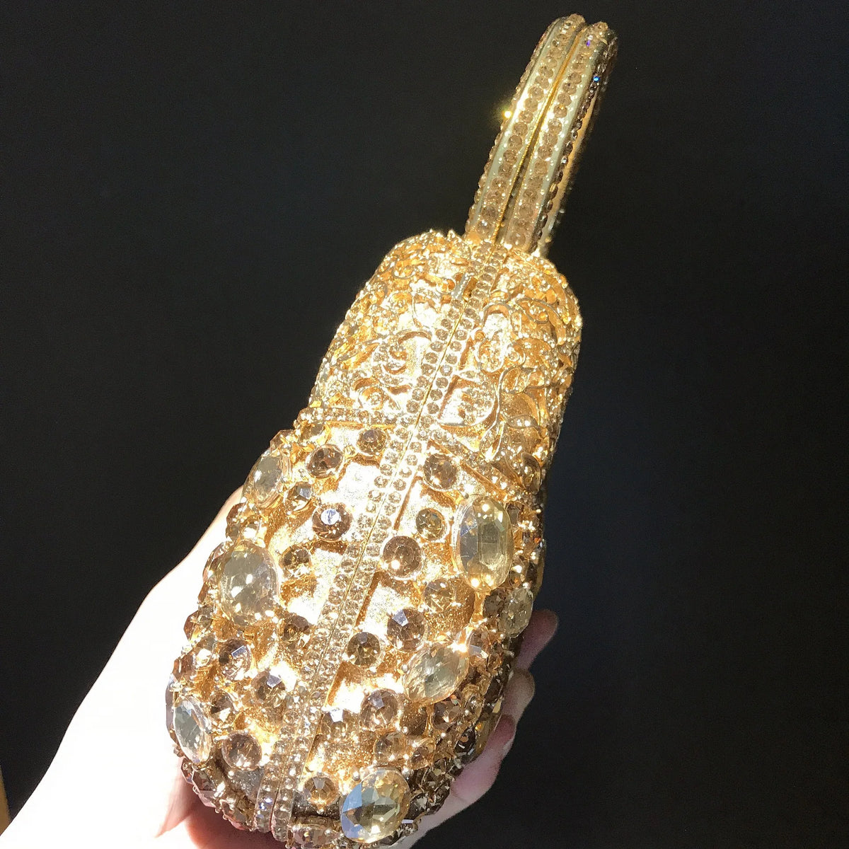 Rhinestone Hollow Metal Evening Clutch Purse for Women