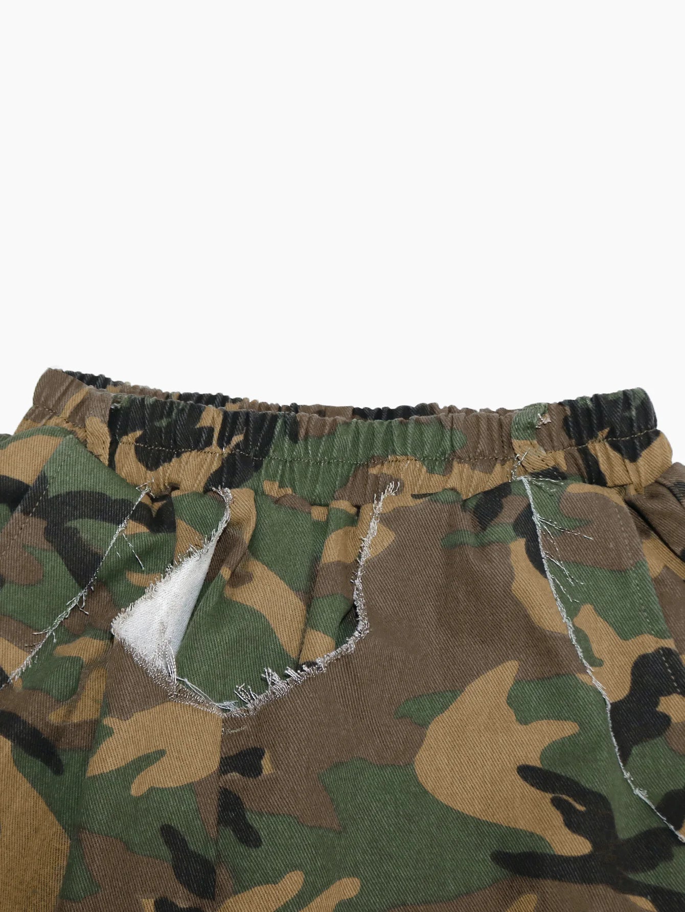 Drawstring Tie Dye Camouflage Ripped Harem Pants for Women