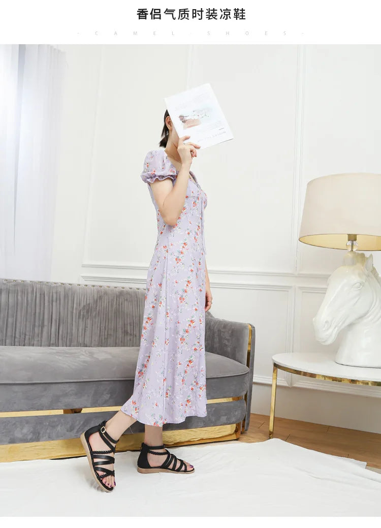 Casual Summer Bohemian Woven Slip On Flat Sandals For Women