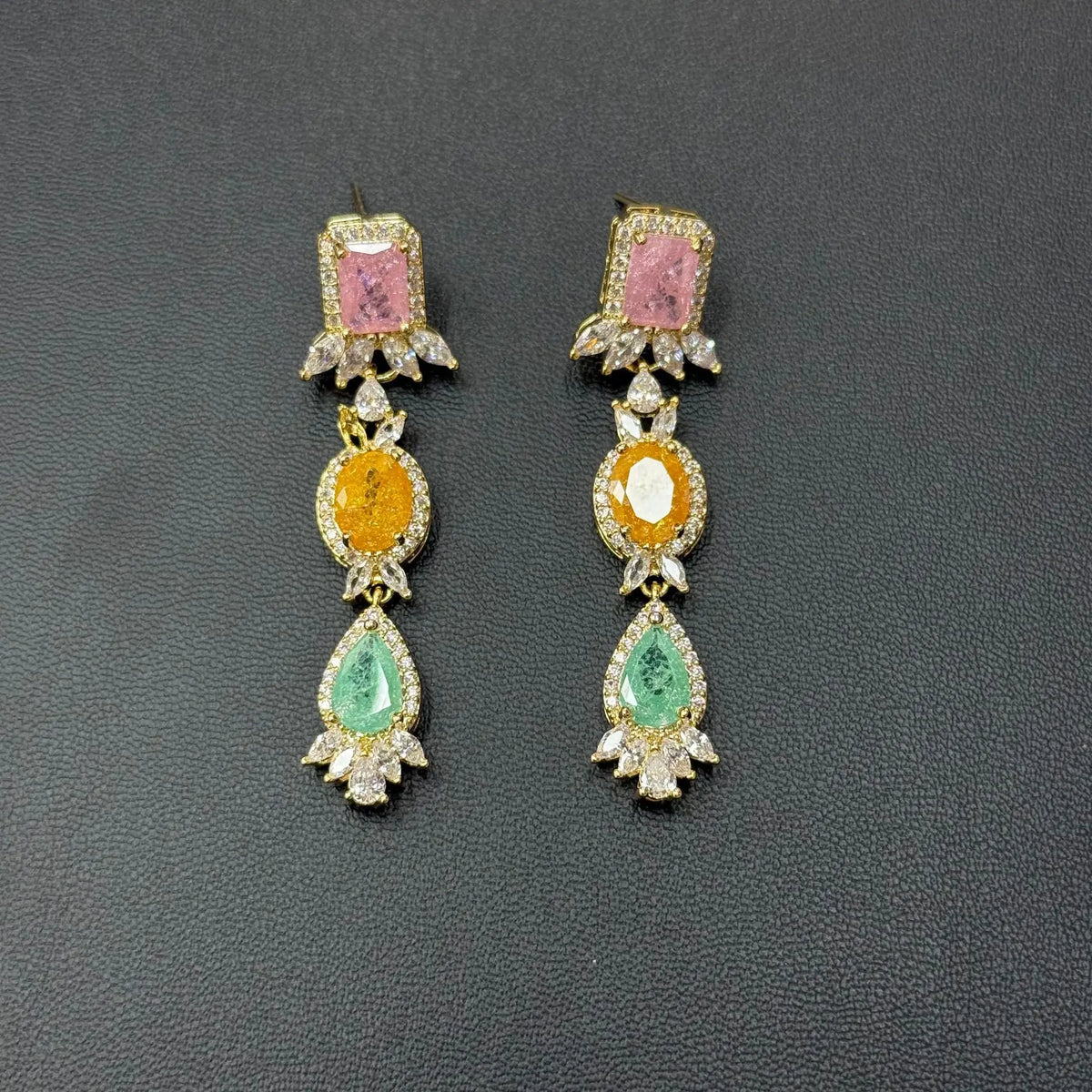 Colorful Zircon Earring and Necklace Jewelry Set for Women