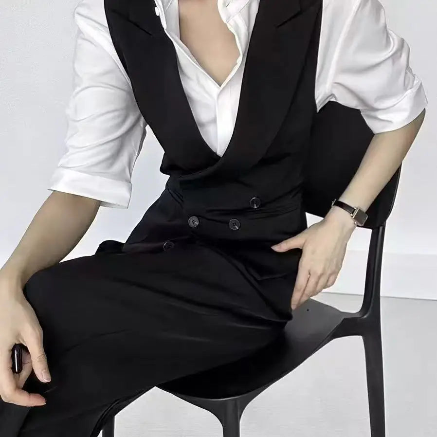 Slim Fit Black V-Neck Single Breasted Suit Vest for Women