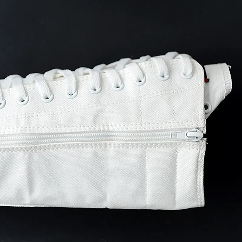 Casual Lace-Up Canvas Mid-Calf Flat Boots for Women