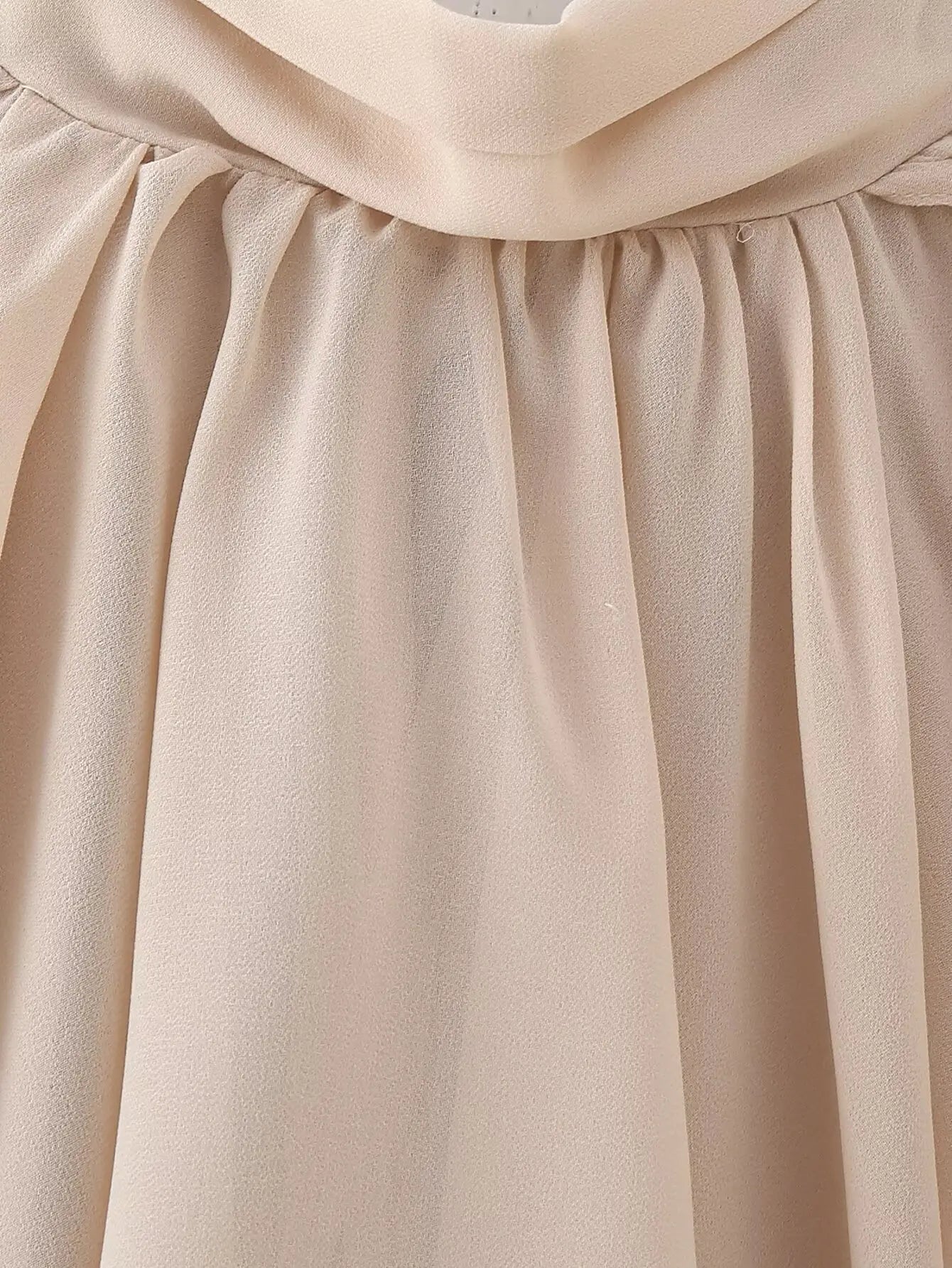 Vintage Chiffon Tiered Ruffle Sleeve Blouse with High Neck for Women
