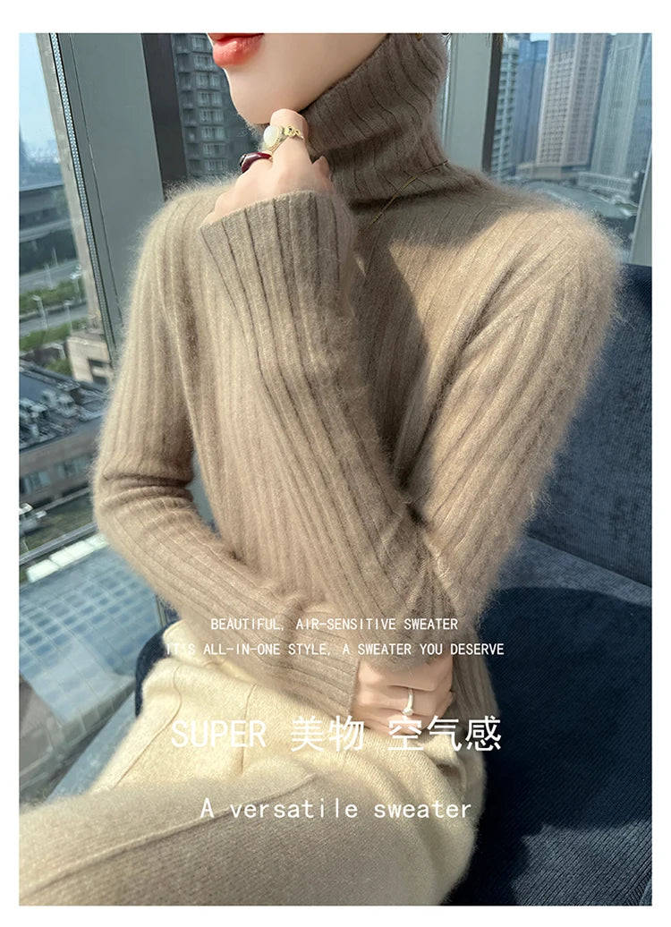 Warm Slim Fit Turtleneck Pullover Sweater for Women